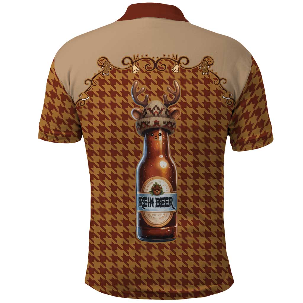 Western Yoke Polo Shirt Rein Beer Christmas Houndstooth Patterns - Wonder Print Shop