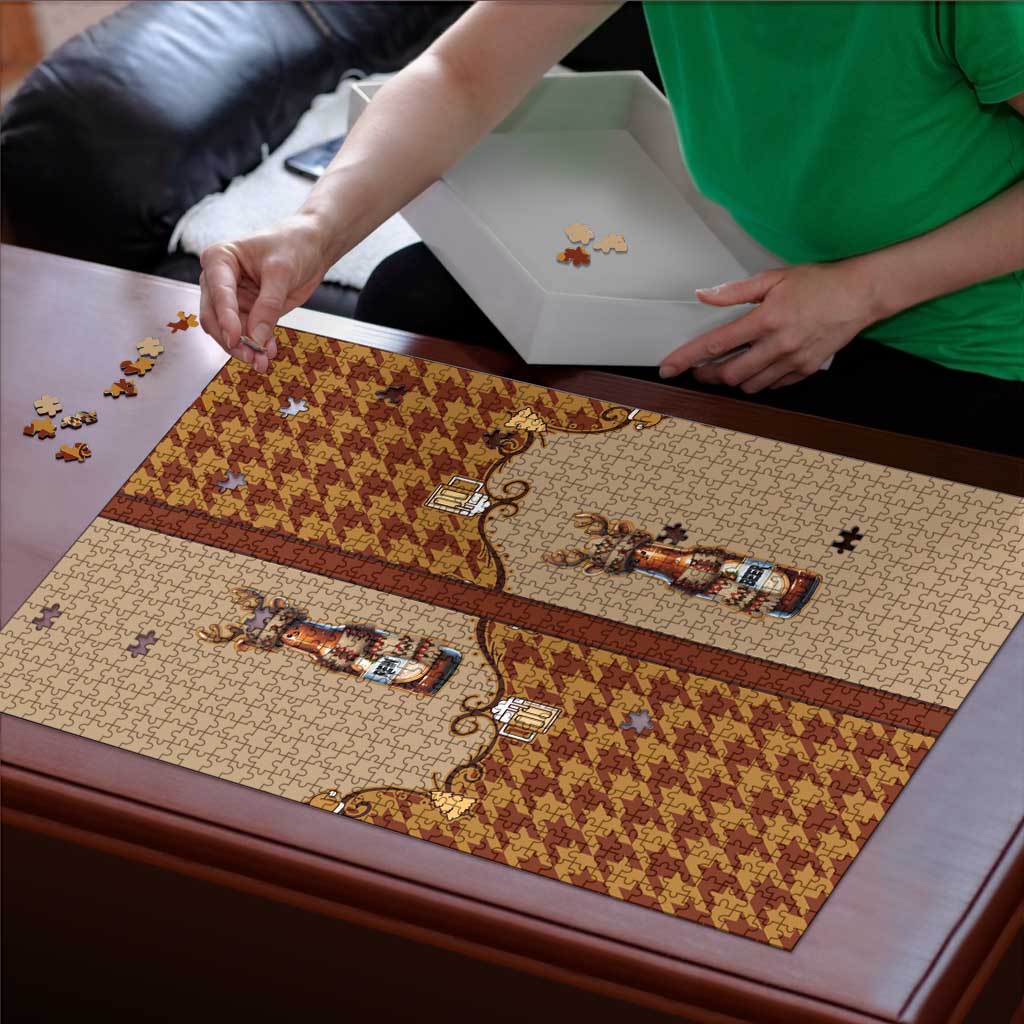 Western Yoke Puzzle Rein Beer Christmas Houndstooth Patterns - Wonder Print Shop