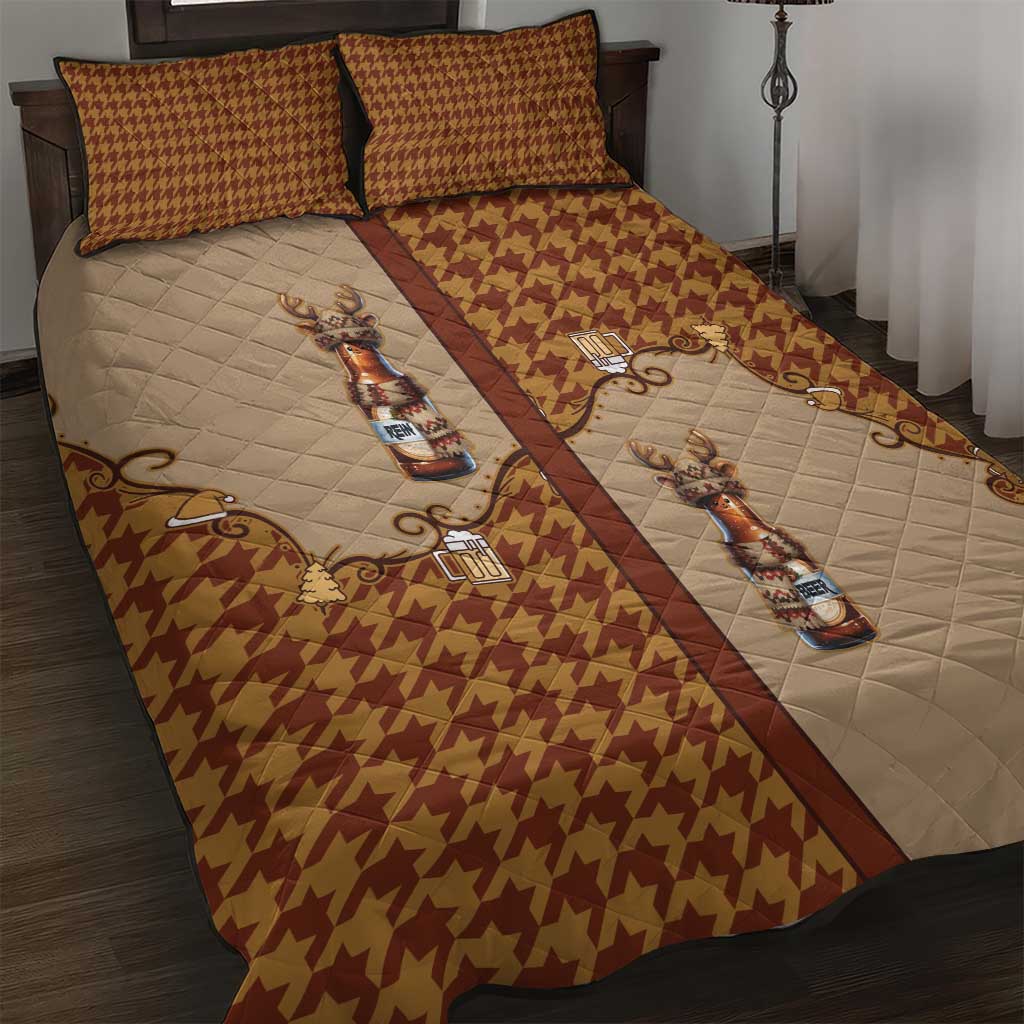Western Yoke Quilt Bed Set Rein Beer Christmas Houndstooth Patterns - Wonder Print Shop