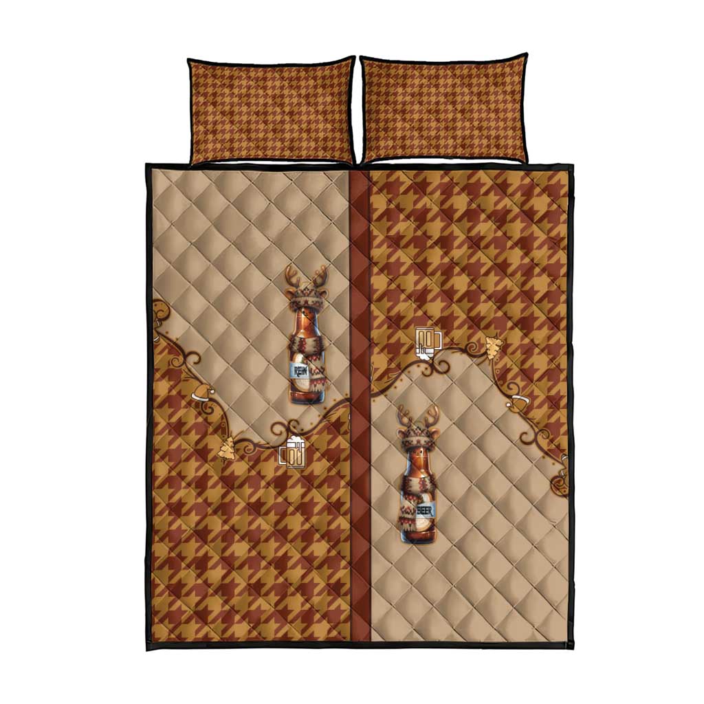 Western Yoke Quilt Bed Set Rein Beer Christmas Houndstooth Patterns - Wonder Print Shop