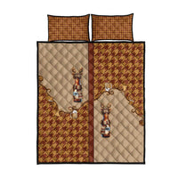 Western Yoke Quilt Bed Set Rein Beer Christmas Houndstooth Patterns - Wonder Print Shop