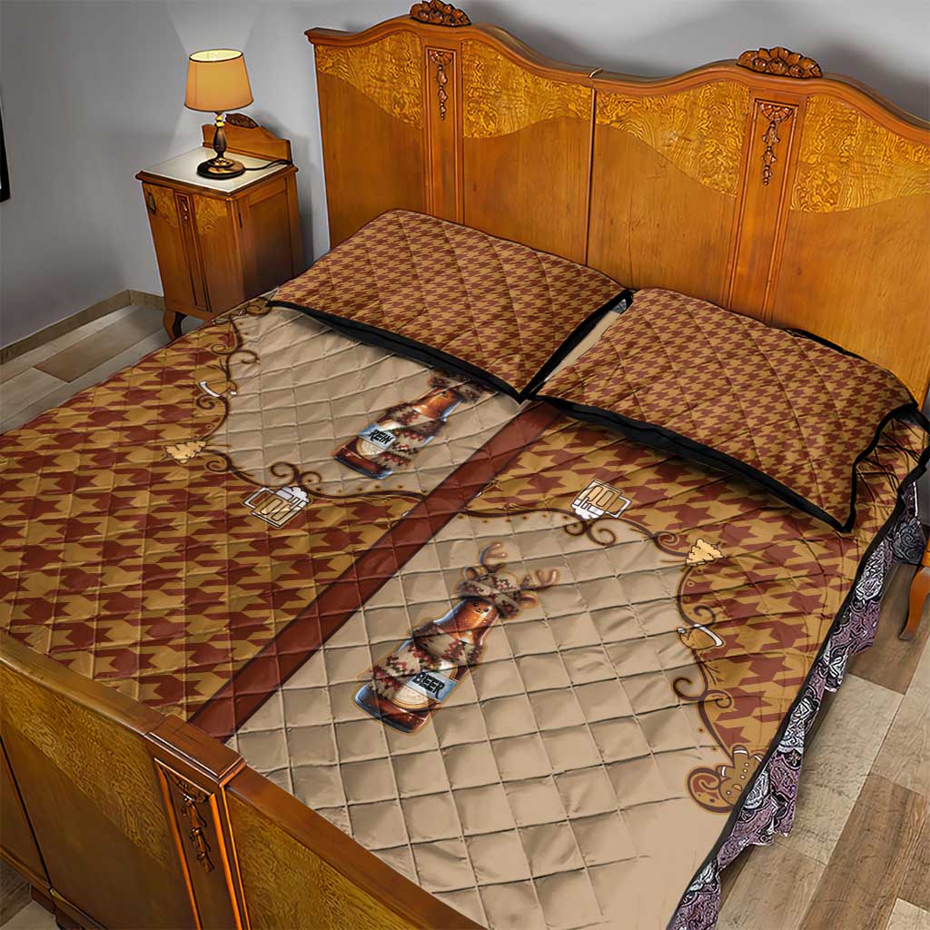 Western Yoke Quilt Bed Set Rein Beer Christmas Houndstooth Patterns - Wonder Print Shop