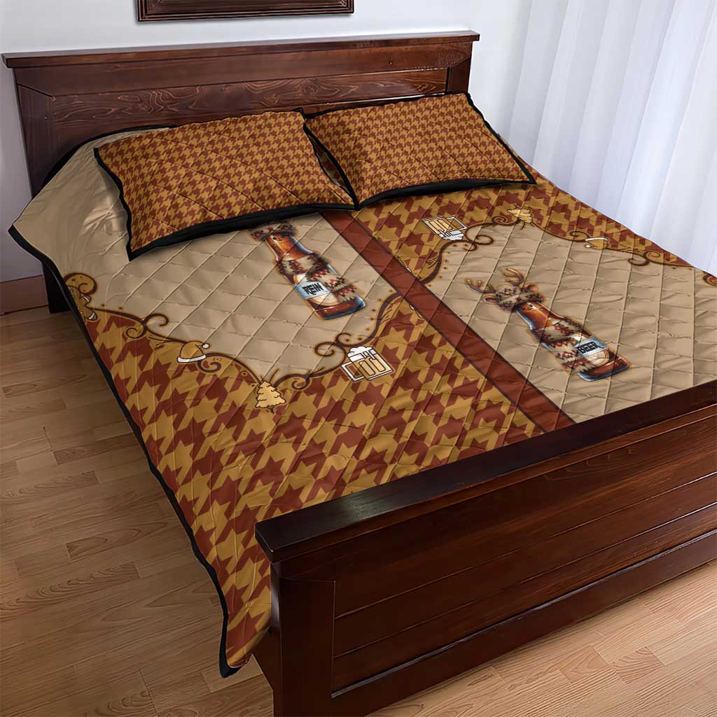 Western Yoke Quilt Bed Set Rein Beer Christmas Houndstooth Patterns - Wonder Print Shop