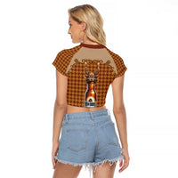 Western Yoke Raglan Cropped T Shirt Rein Beer Christmas Houndstooth Patterns - Wonder Print Shop