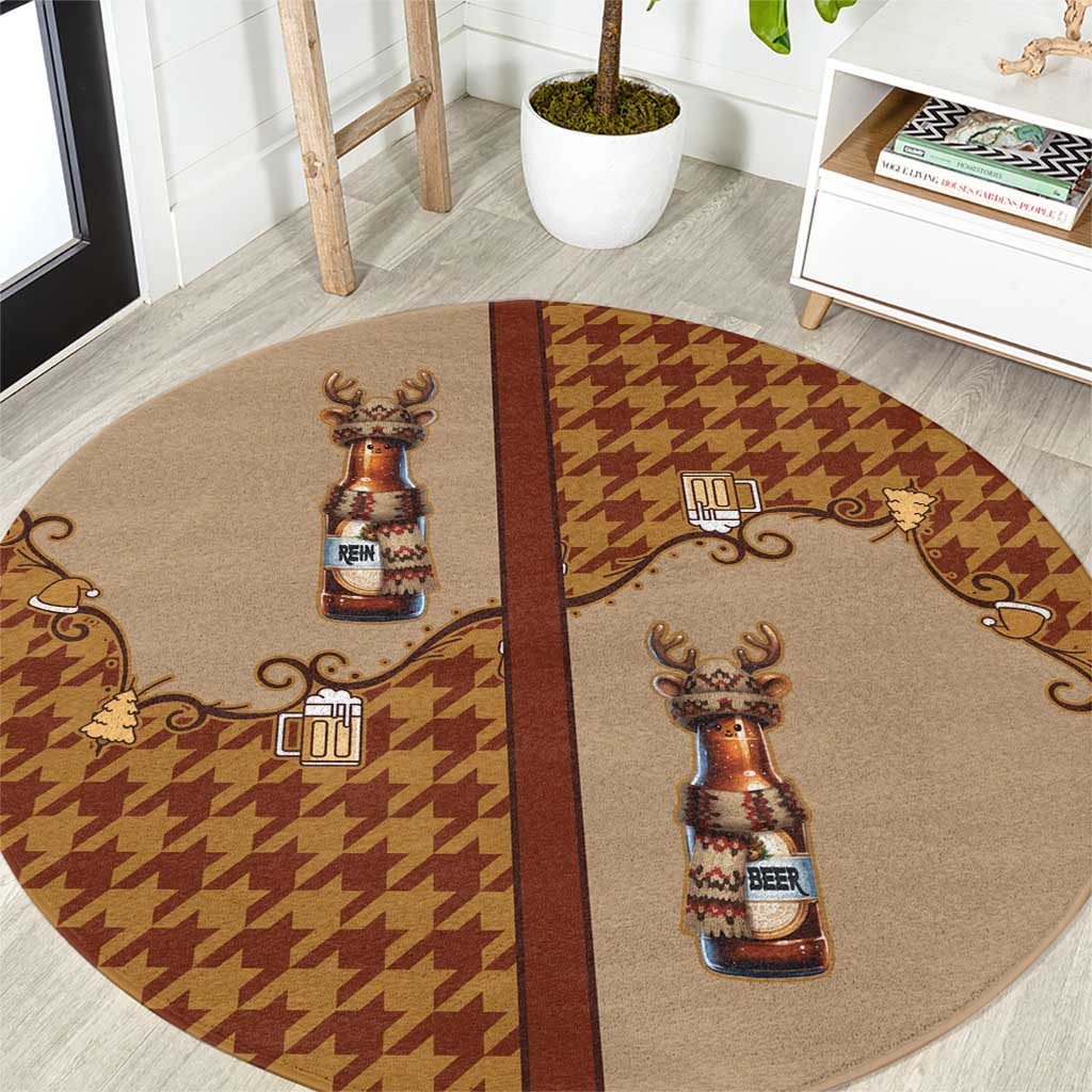 Western Yoke Round Carpet Rein Beer Christmas Houndstooth Patterns - Wonder Print Shop