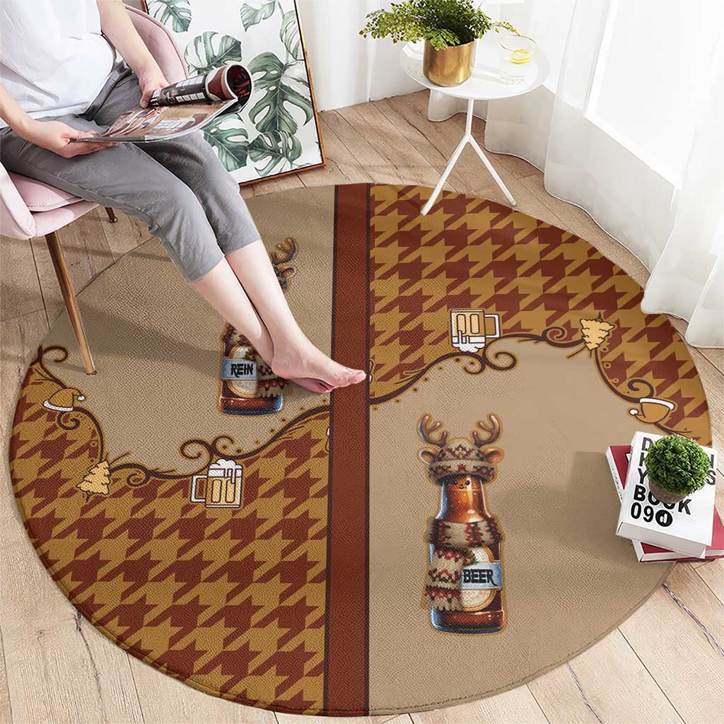 Western Yoke Round Carpet Rein Beer Christmas Houndstooth Patterns - Wonder Print Shop