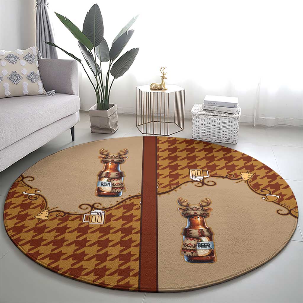 Western Yoke Round Carpet Rein Beer Christmas Houndstooth Patterns - Wonder Print Shop