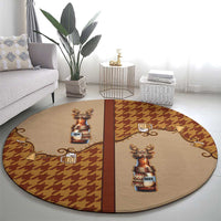 Western Yoke Round Carpet Rein Beer Christmas Houndstooth Patterns - Wonder Print Shop