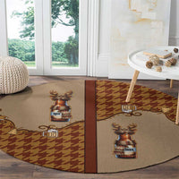 Western Yoke Round Carpet Rein Beer Christmas Houndstooth Patterns - Wonder Print Shop