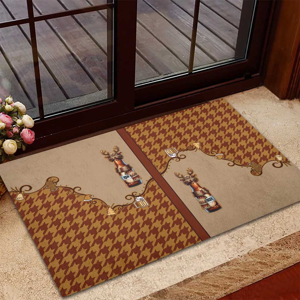 Western Yoke Rubber Doormat Rein Beer Christmas Houndstooth Patterns - Wonder Print Shop