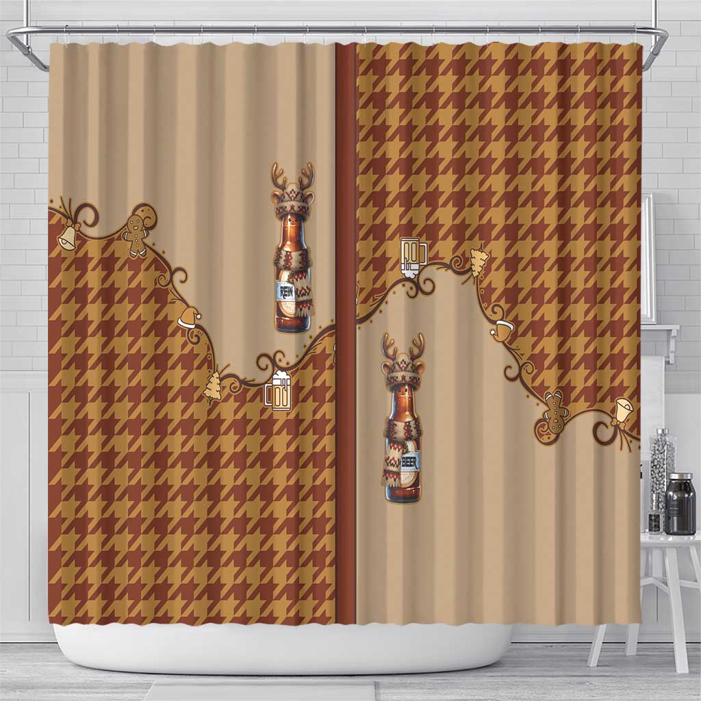 Western Yoke Shower Curtain Rein Beer Christmas Houndstooth Patterns - Wonder Print Shop