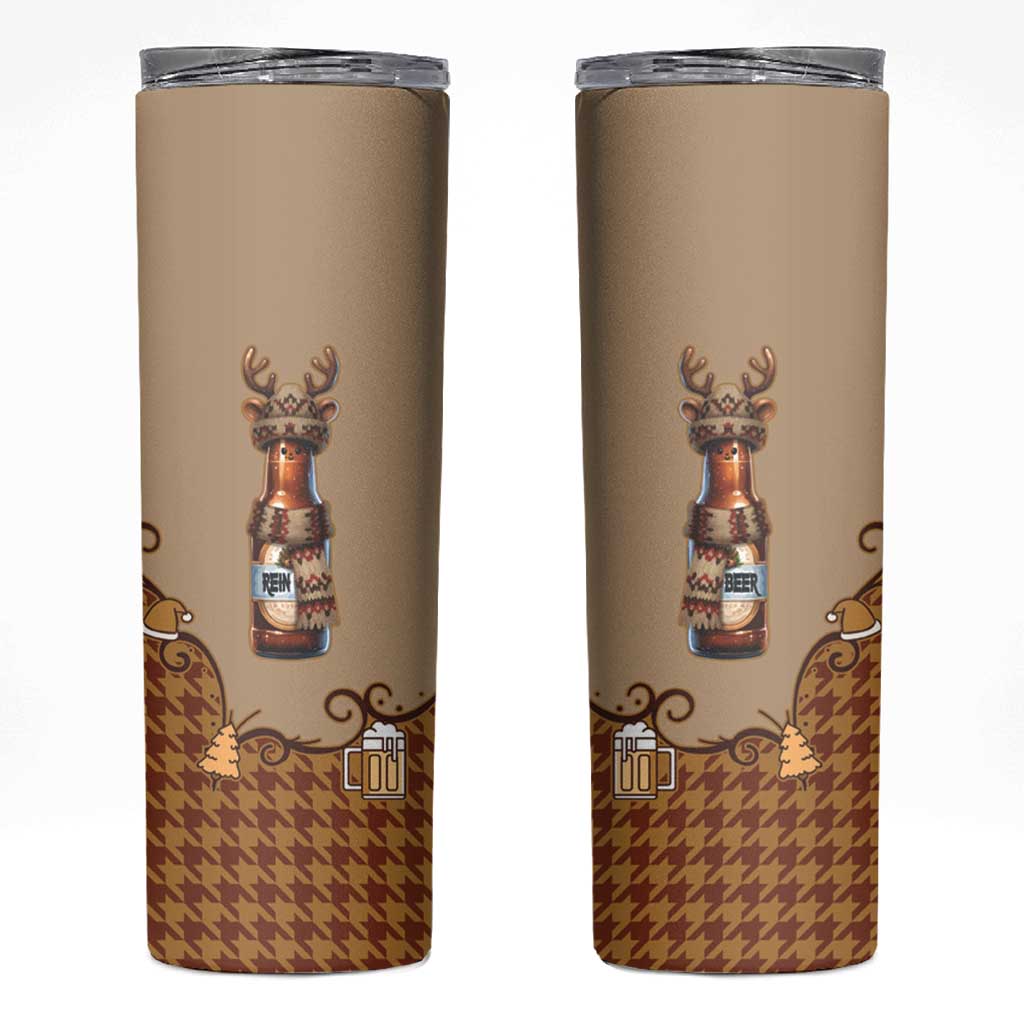 Western Yoke Skinny Tumbler Rein Beer Christmas Houndstooth Patterns - Wonder Print Shop