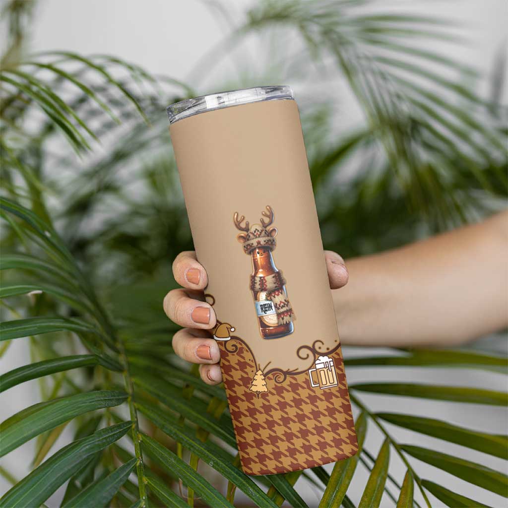 Western Yoke Skinny Tumbler Rein Beer Christmas Houndstooth Patterns - Wonder Print Shop