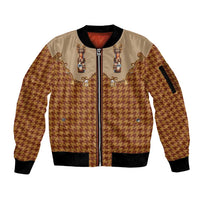 Western Yoke Sleeve Zip Bomber Jacket Rein Beer Christmas Houndstooth Patterns - Wonder Print Shop