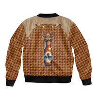 Western Yoke Sleeve Zip Bomber Jacket Rein Beer Christmas Houndstooth Patterns - Wonder Print Shop