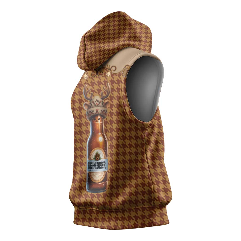 Western Yoke Sleeveless Hoodie Rein Beer Christmas Houndstooth Patterns - Wonder Print Shop