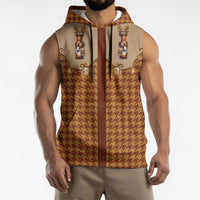 Western Yoke Sleeveless Hoodie Rein Beer Christmas Houndstooth Patterns - Wonder Print Shop