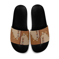 Western Yoke Slide Sandals Rein Beer Christmas Houndstooth Patterns - Wonder Print Shop