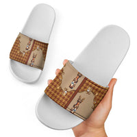 Western Yoke Slide Sandals Rein Beer Christmas Houndstooth Patterns - Wonder Print Shop