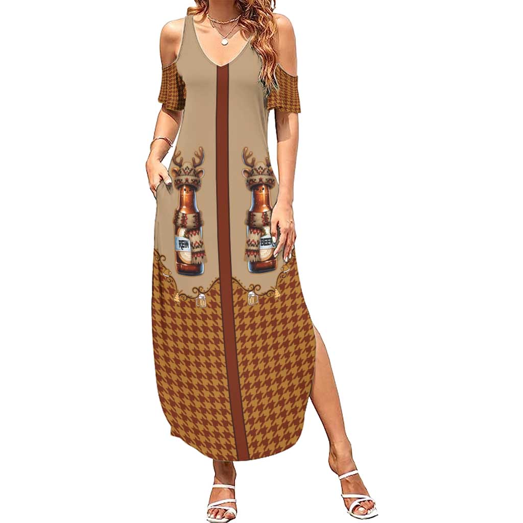 Western Yoke Summer Maxi Dress Rein Beer Christmas Houndstooth Patterns - Wonder Print Shop