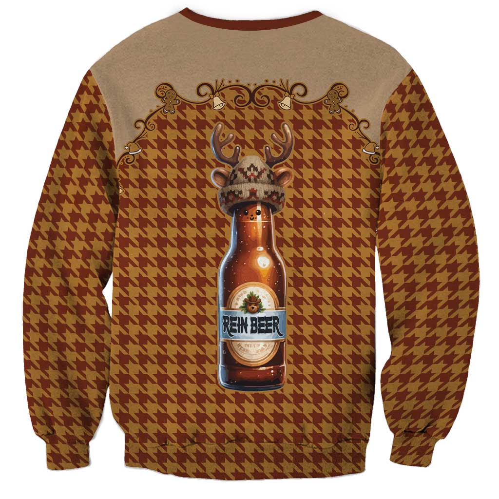 Western Yoke Sweatshirt Rein Beer Christmas Houndstooth Patterns - Wonder Print Shop