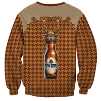 Western Yoke Sweatshirt Rein Beer Christmas Houndstooth Patterns - Wonder Print Shop