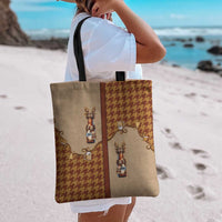 Western Yoke Tote Bag Rein Beer Christmas Houndstooth Patterns - Wonder Print Shop