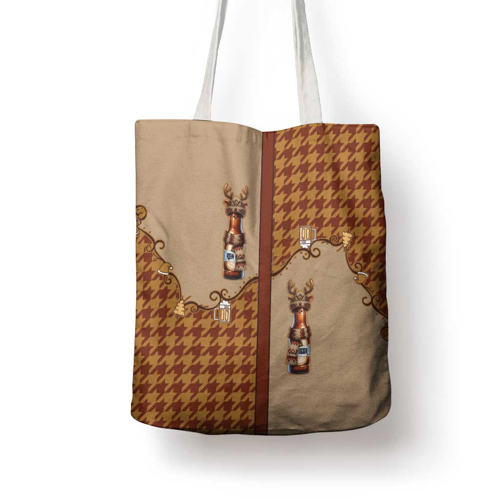 Western Yoke Tote Bag Rein Beer Christmas Houndstooth Patterns - Wonder Print Shop