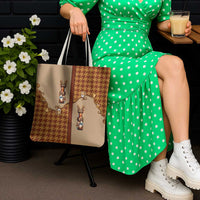 Western Yoke Tote Bag Rein Beer Christmas Houndstooth Patterns - Wonder Print Shop