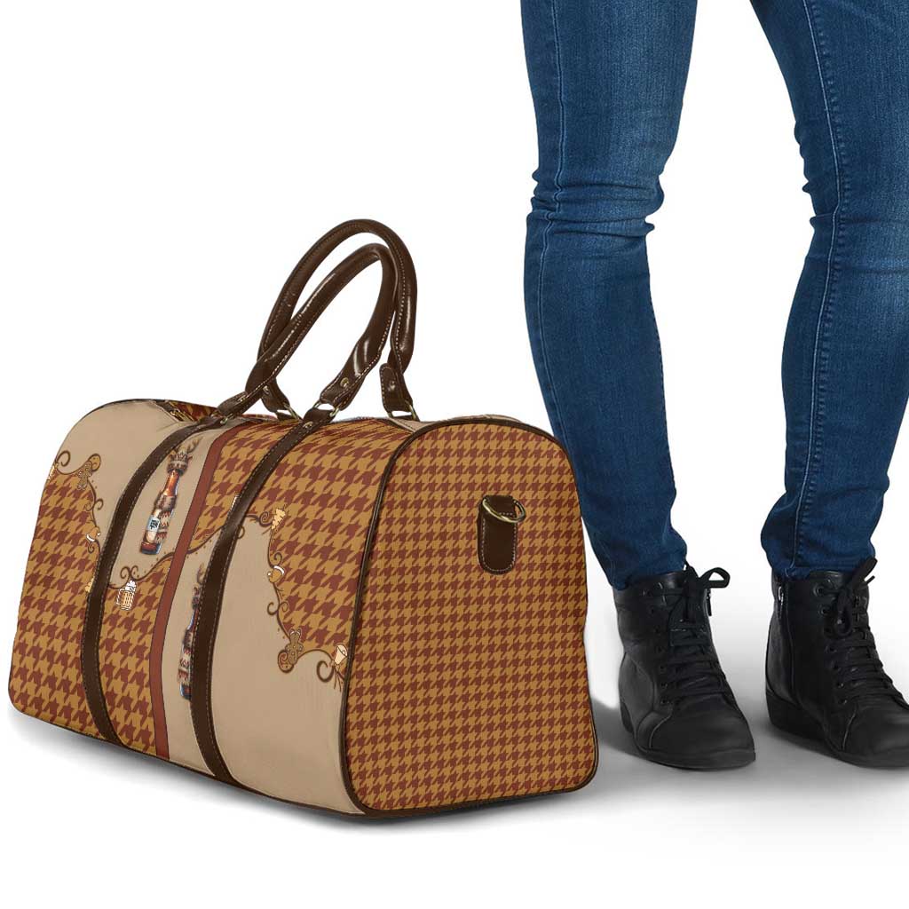 Western Yoke Travel Bag Rein Beer Christmas Houndstooth Patterns - Wonder Print Shop