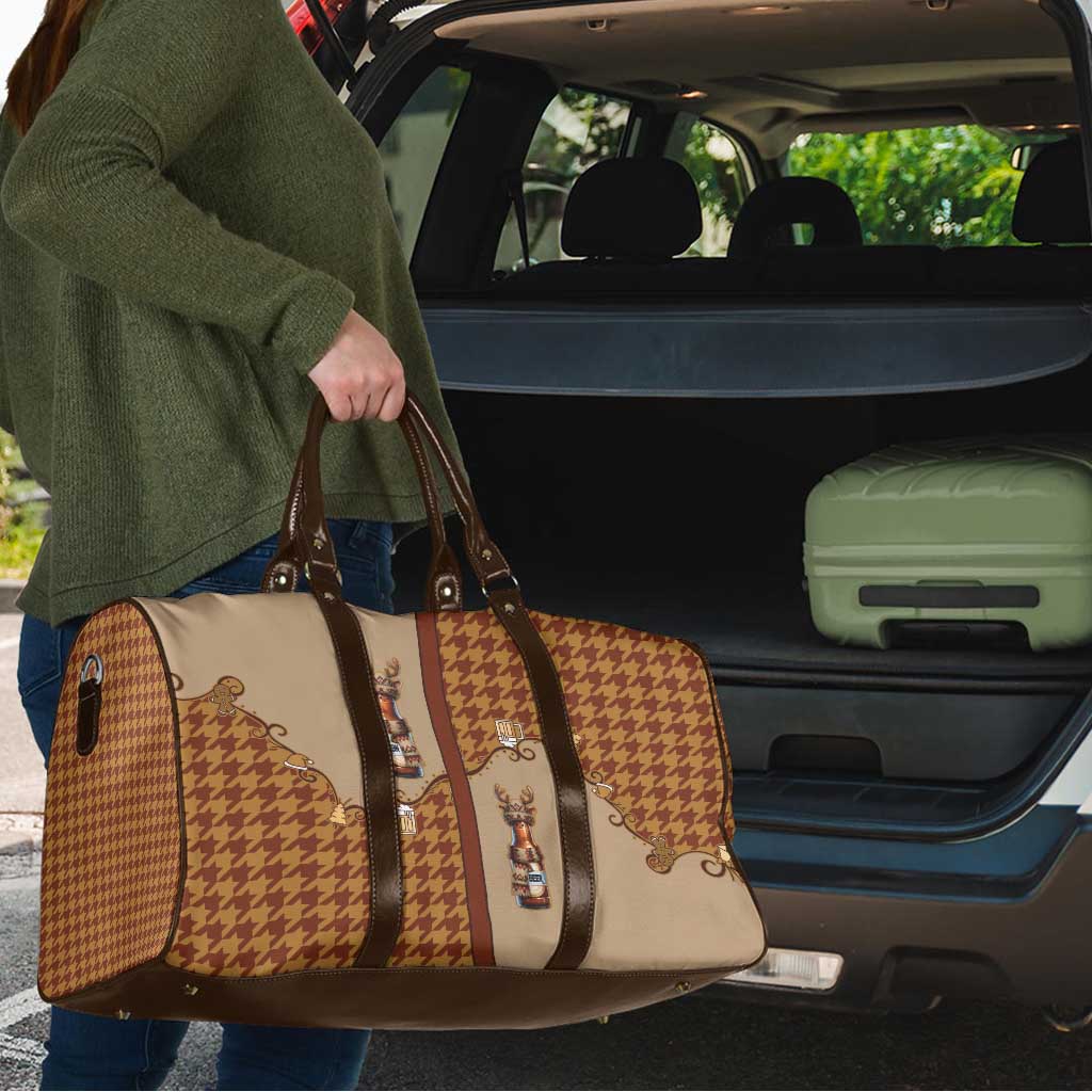 Western Yoke Travel Bag Rein Beer Christmas Houndstooth Patterns - Wonder Print Shop