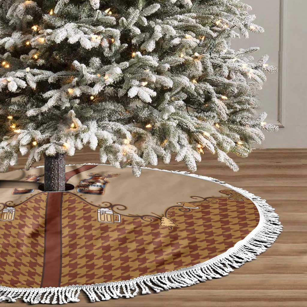 Western Yoke Tree Skirt Rein Beer Christmas Houndstooth Patterns - Wonder Print Shop