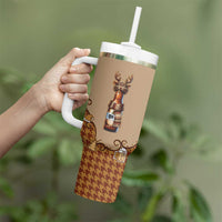 Western Yoke Tumbler With Handle Rein Beer Christmas Houndstooth Patterns - Wonder Print Shop