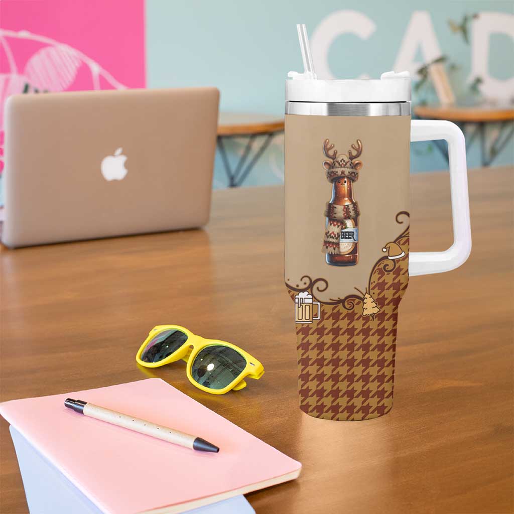 Western Yoke Tumbler With Handle Rein Beer Christmas Houndstooth Patterns - Wonder Print Shop