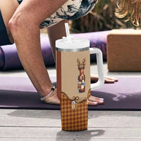 Western Yoke Tumbler With Handle Rein Beer Christmas Houndstooth Patterns - Wonder Print Shop