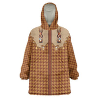 Western Yoke Wearable Blanket Hoodie Rein Beer Christmas Houndstooth Patterns - Wonder Print Shop