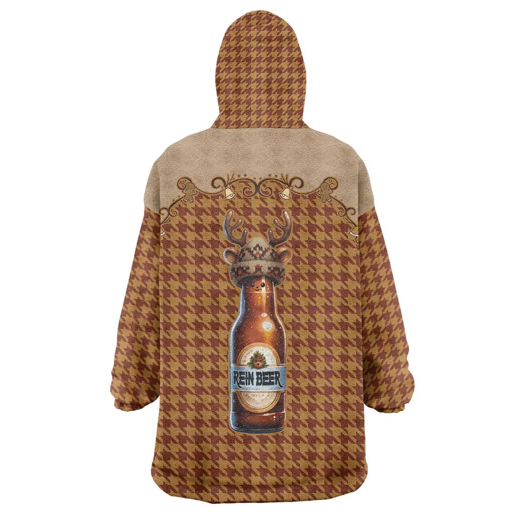 Western Yoke Wearable Blanket Hoodie Rein Beer Christmas Houndstooth Patterns - Wonder Print Shop