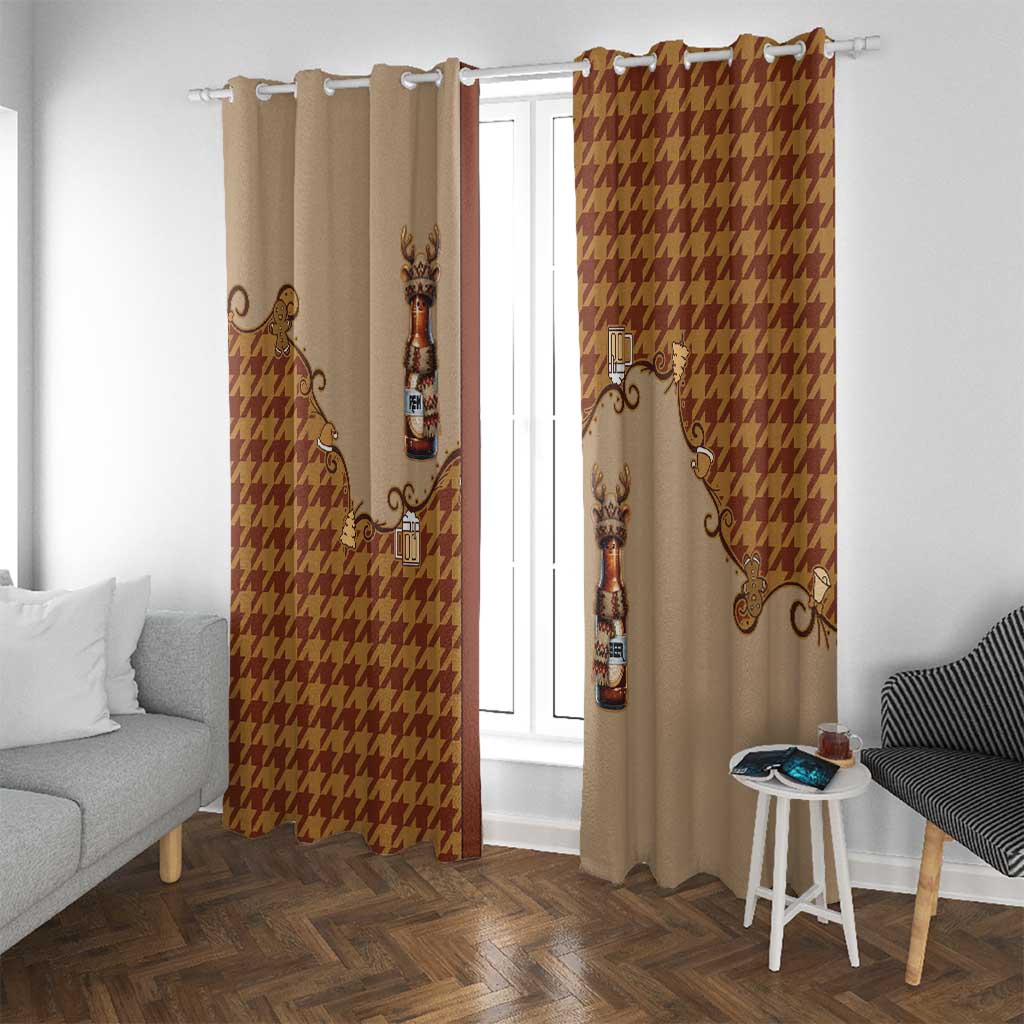Western Yoke Window Curtain Rein Beer Christmas Houndstooth Patterns - Wonder Print Shop
