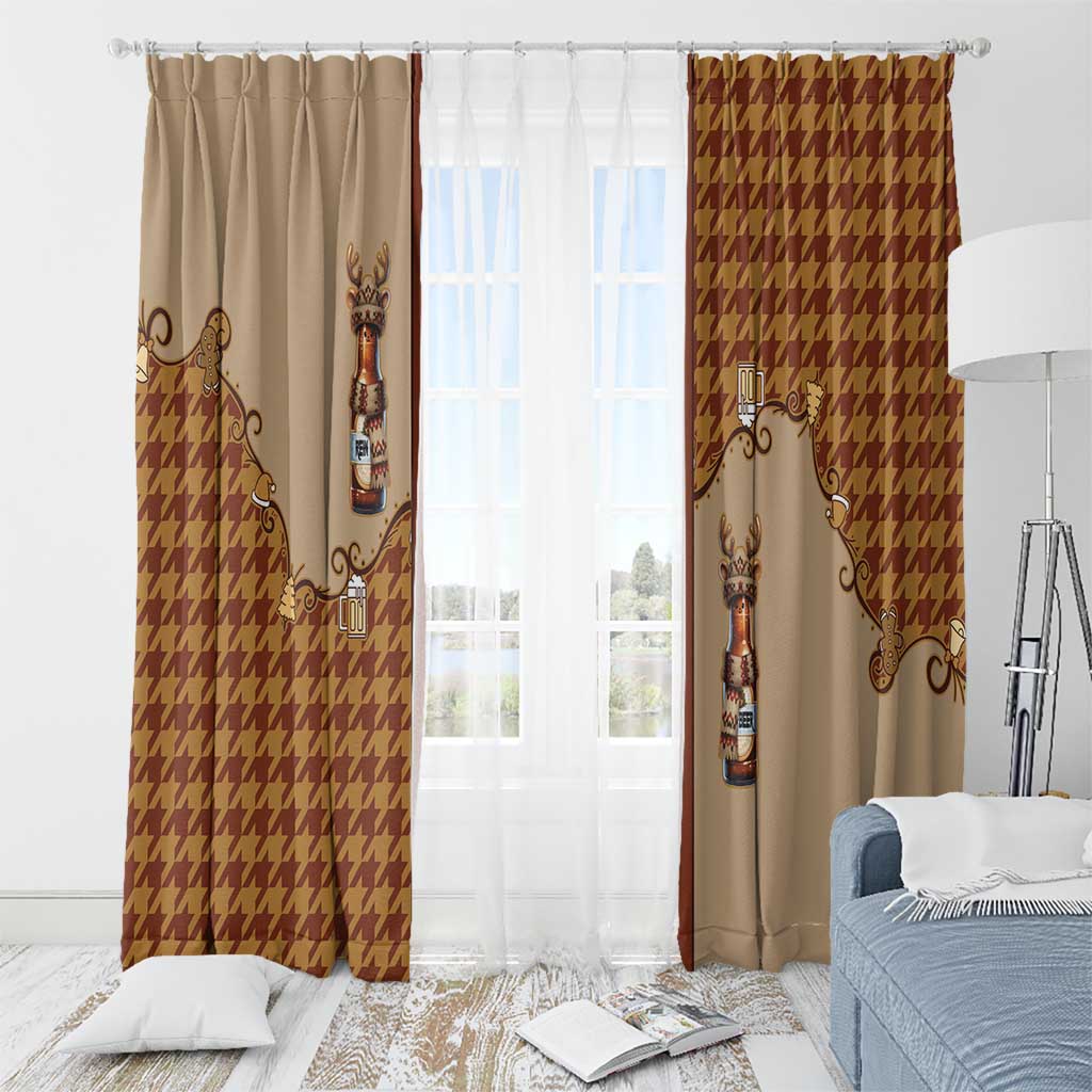 Western Yoke Window Curtain Rein Beer Christmas Houndstooth Patterns - Wonder Print Shop