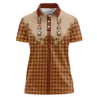 Western Yoke Women Polo Shirt Rein Beer Christmas Houndstooth Patterns - Wonder Print Shop