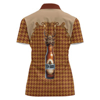 Western Yoke Women Polo Shirt Rein Beer Christmas Houndstooth Patterns - Wonder Print Shop