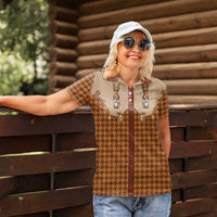 Western Yoke Women Polo Shirt Rein Beer Christmas Houndstooth Patterns - Wonder Print Shop