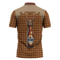 Western Yoke Zipper Polo Shirt Rein Beer Christmas Houndstooth Patterns - Wonder Print Shop