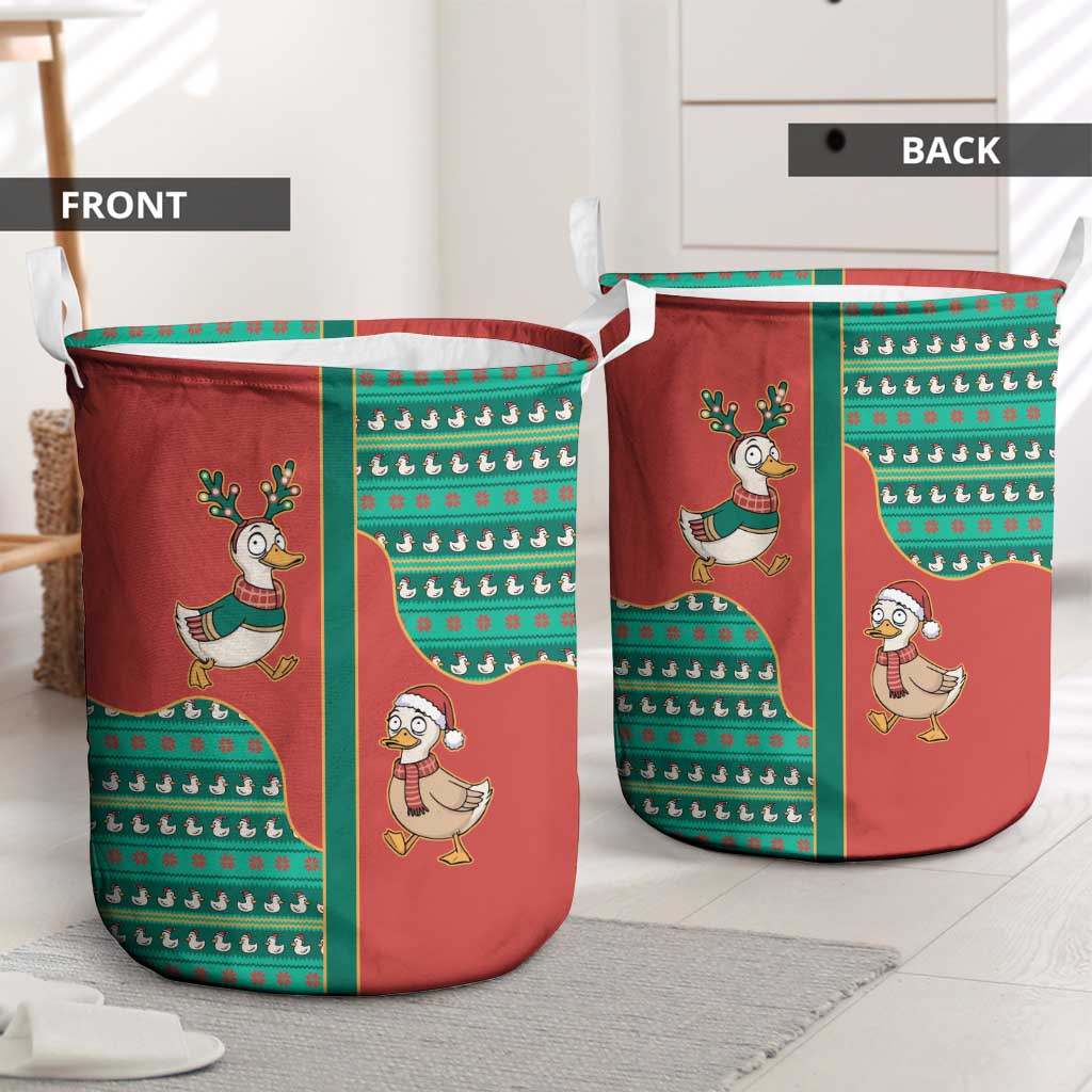 Western Yoke Laundry Basket Merry Duckmas Funny Style - Wonder Print Shop