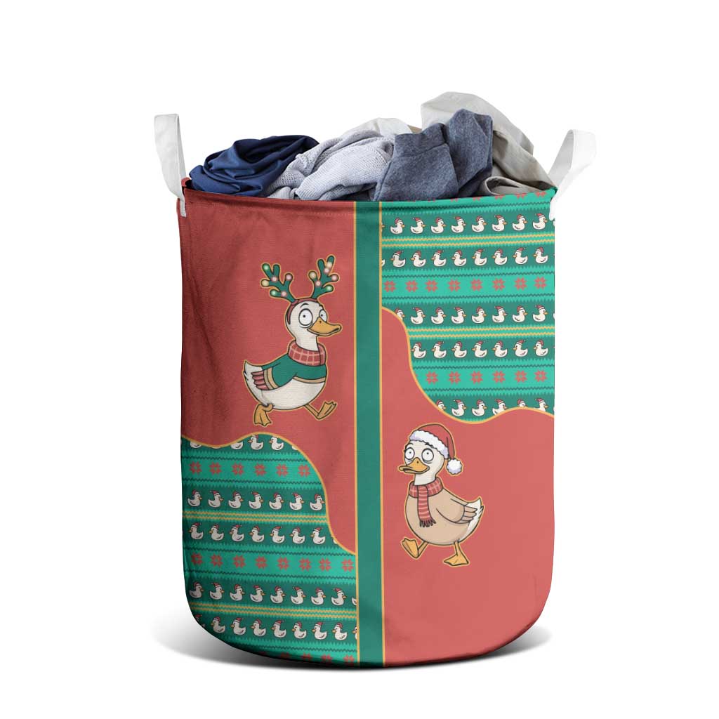 Western Yoke Laundry Basket Merry Duckmas Funny Style - Wonder Print Shop