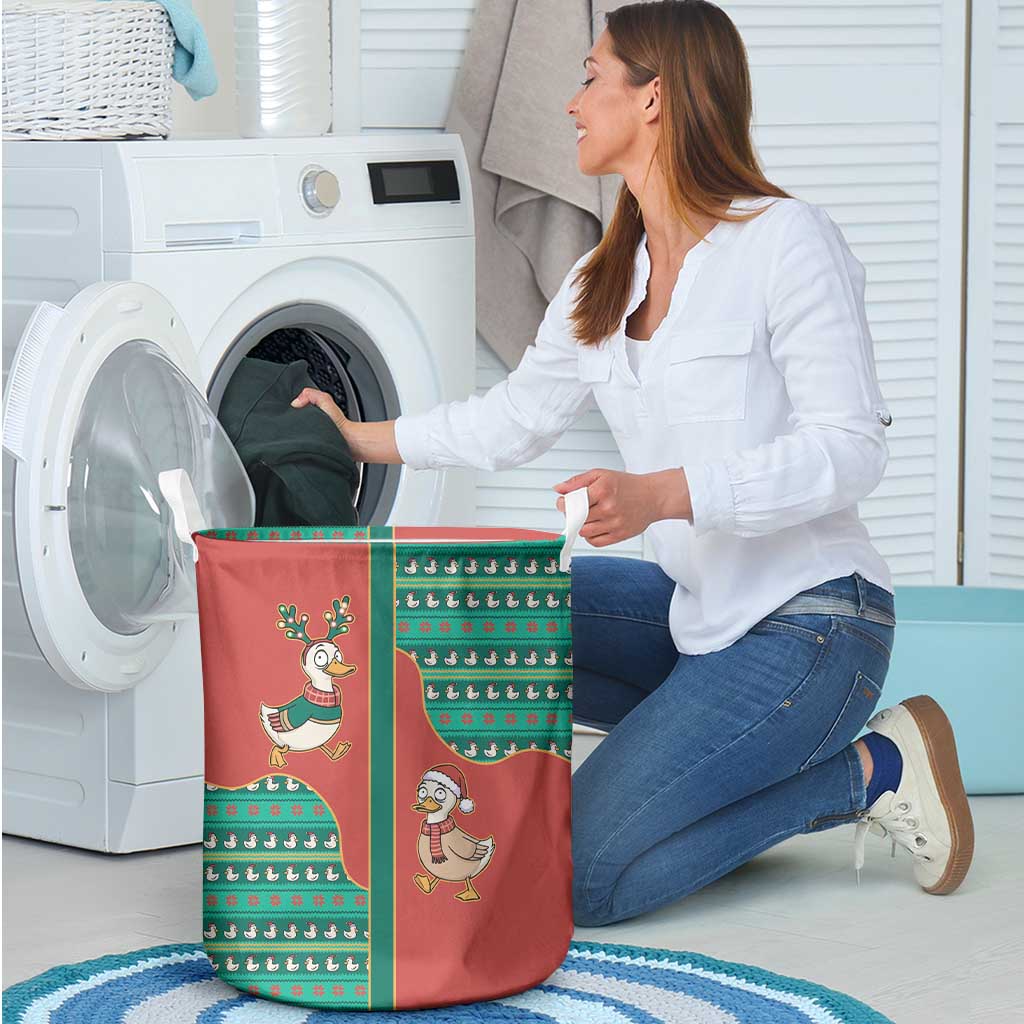 Western Yoke Laundry Basket Merry Duckmas Funny Style - Wonder Print Shop