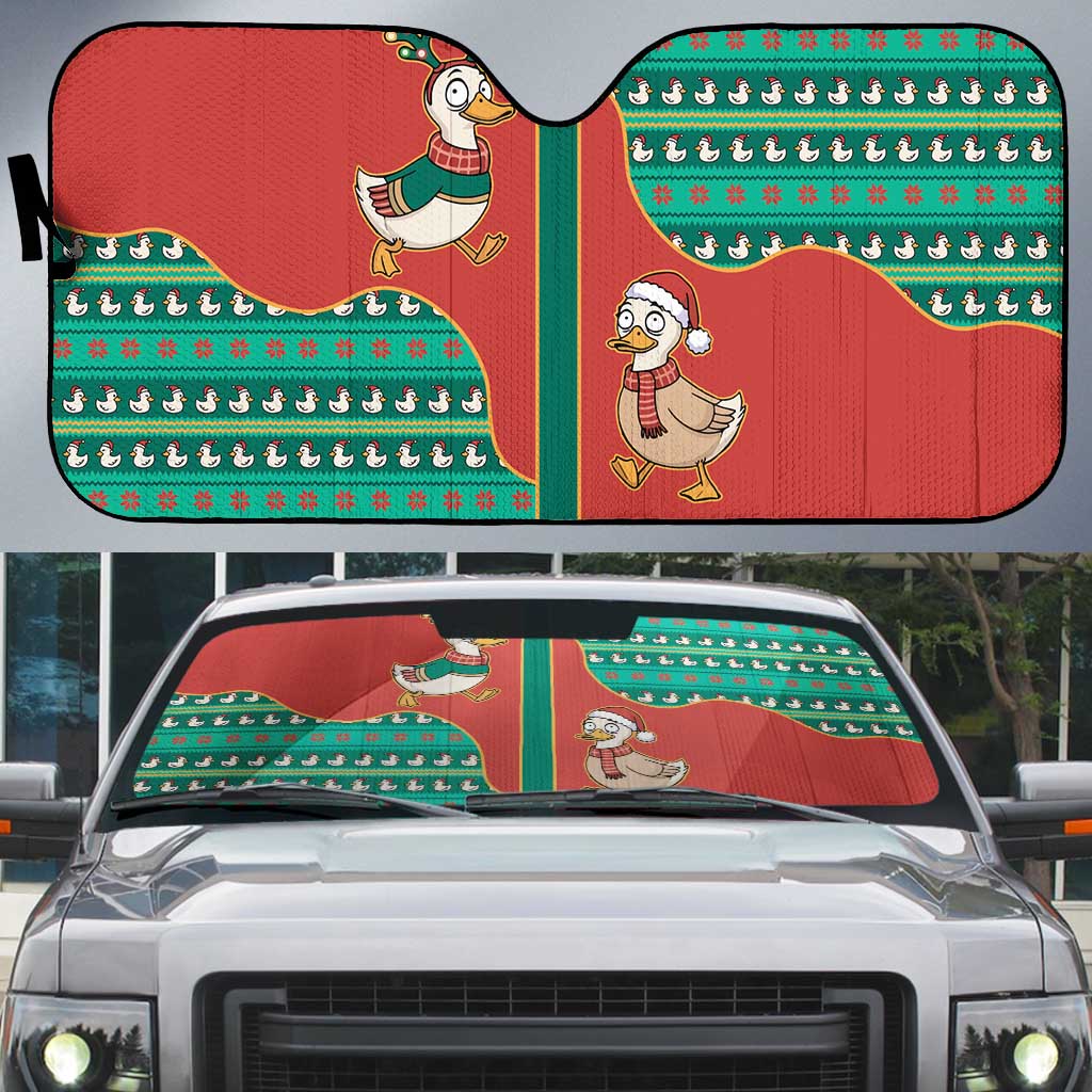 Western Yoke Auto Sun Shade Merry Duckmas Funny Style - Wonder Print Shop