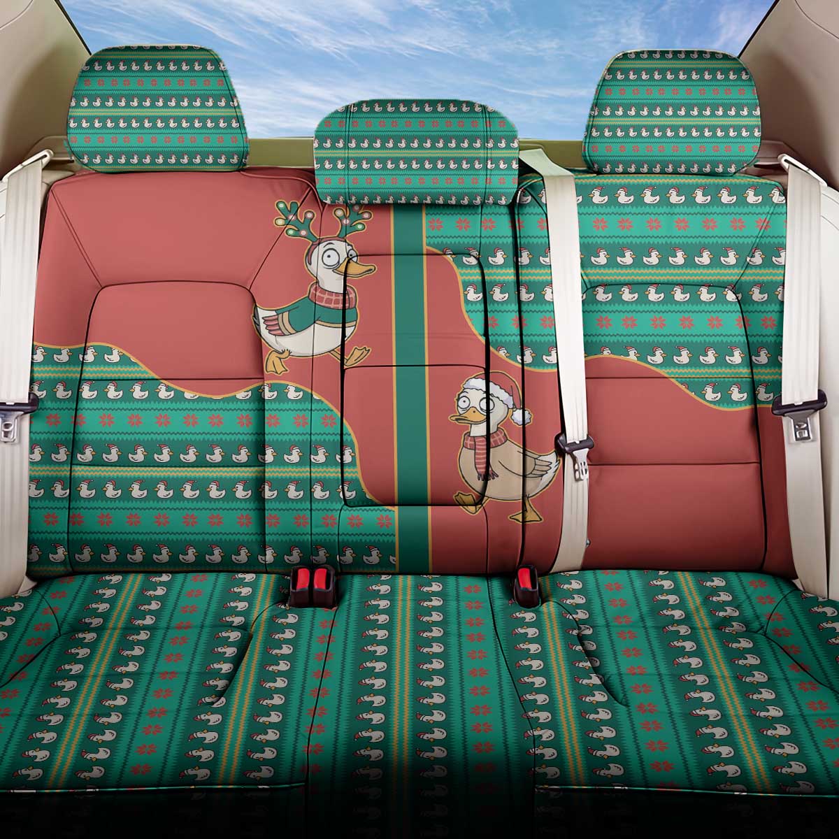 Western Yoke Back Car Seat Cover Merry Duckmas Funny Style - Wonder Print Shop