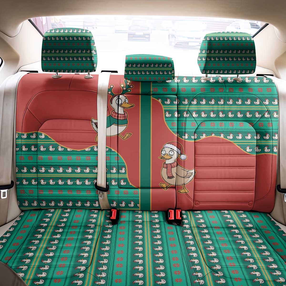 Western Yoke Back Car Seat Cover Merry Duckmas Funny Style - Wonder Print Shop
