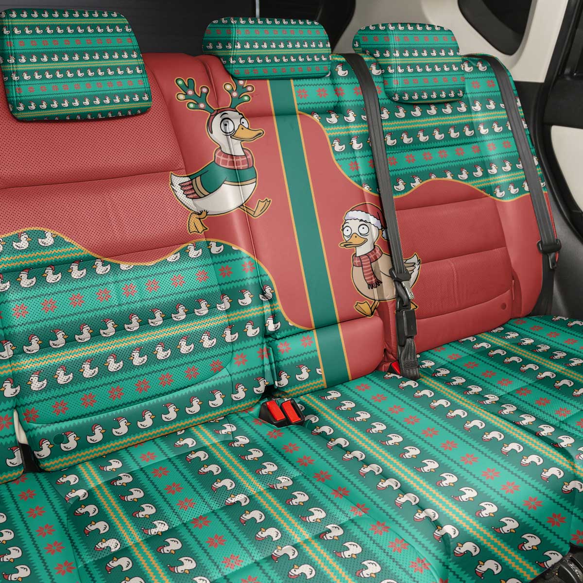 Western Yoke Back Car Seat Cover Merry Duckmas Funny Style - Wonder Print Shop